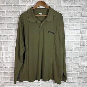 PING Performance Dynamics Forest Green Long Sleeve Golf Polo Mens 2XL Stretch